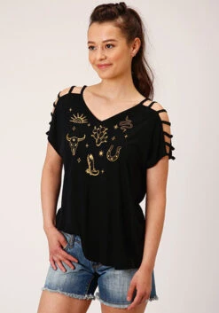Women's Roper Black Jersey Knit Swing Tee