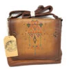 Catchfly Addison Crossbody Cognac Purse W/Embroidery