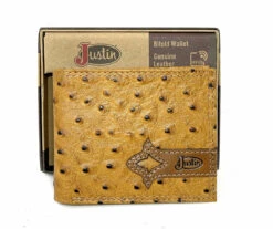 Justin Ostrich Embossed Genuine Leather Bifold Wallet