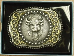 Nocona Scrolled Buffalo Head Belt Buckle