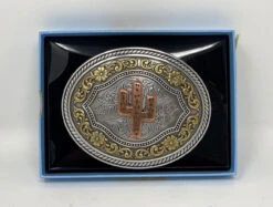 Nocona Oval Copper Saguaro Cactus Belt Buckle