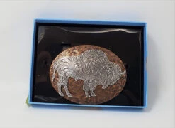 Nocona Hammered Copper/Pewter Buffalo Belt Buckle