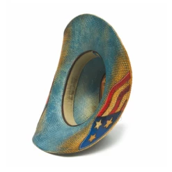 Stampede Straw Patriotic Cowboy Hat - Blue Star USA 8 Stampede Straw Patriotic Cowboy Hat - Blue Star USA -Boutique Western Clothing Store 4