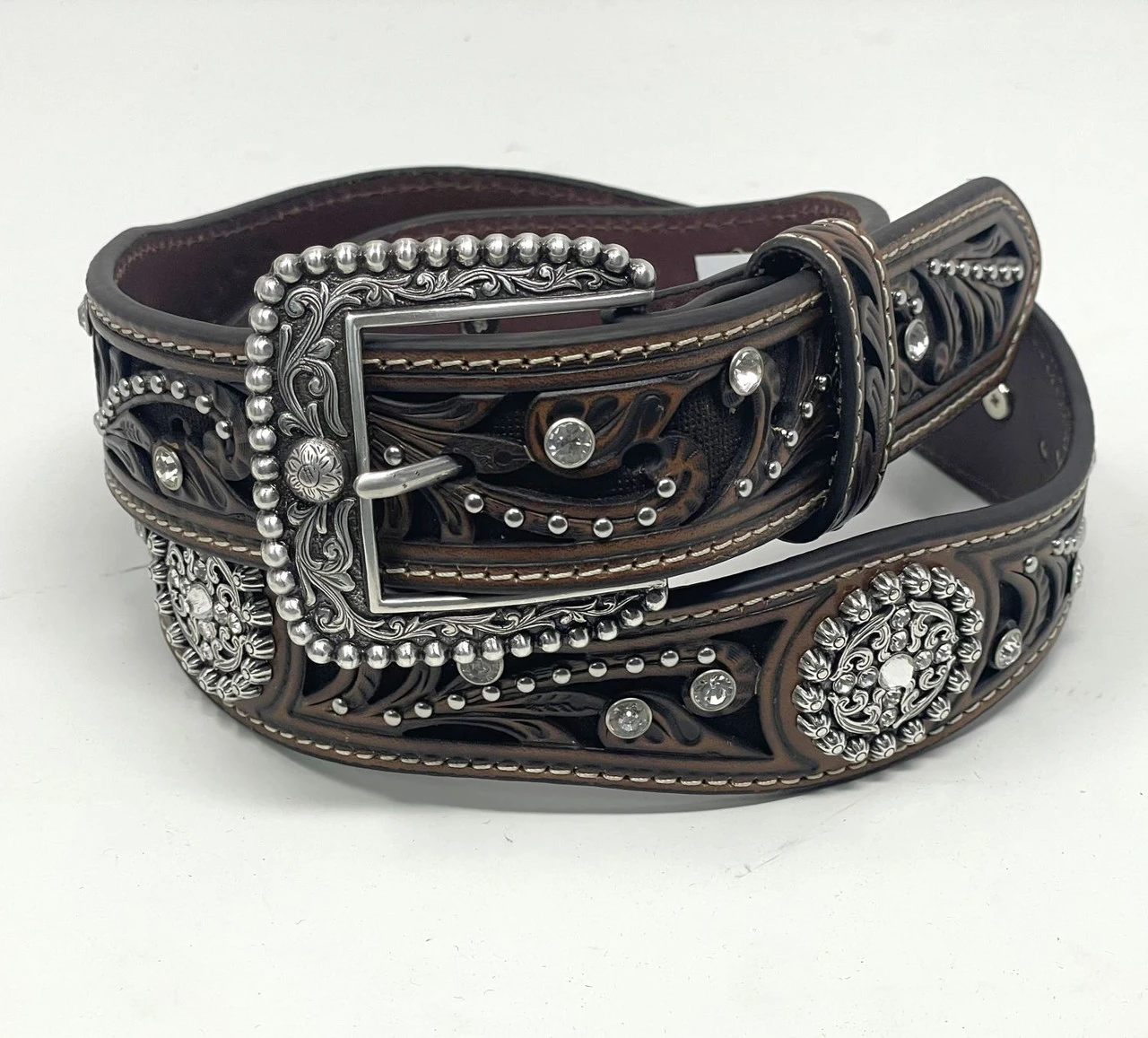 Ariat Ladies Inlaid Leather Scalloped Fashion Belt 1 Ariat Ladies Inlaid Leather Scalloped Fashion Belt