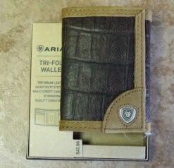 Ariat Leather Crocodile Print Tri-fold Wallet
