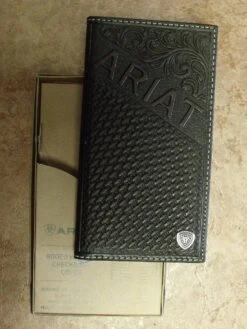 Ariat Logo Chocolate Leather Rodeo Wallet/Checkbook