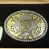 Ariat Oval Gold/Silver Tone Logo Belt Buckle