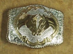 Crumrine Faithful Horses Western Belt Buckle