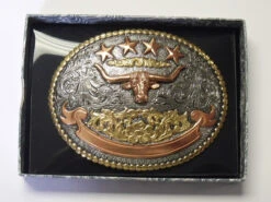 Crumrine Large Longhorn Western Belt Buckle
