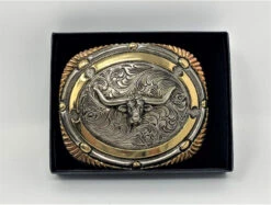 Crumrine Copper/Silver Longhorn Western Belt Buckle