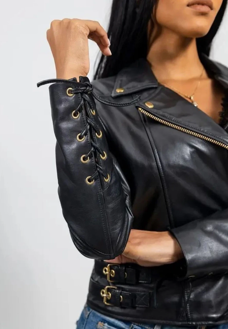 Whet Blu Giselle Lambskin Moto Fashion Jacket 4 Whet Blu Giselle Lambskin Moto Fashion Jacket - Image 4