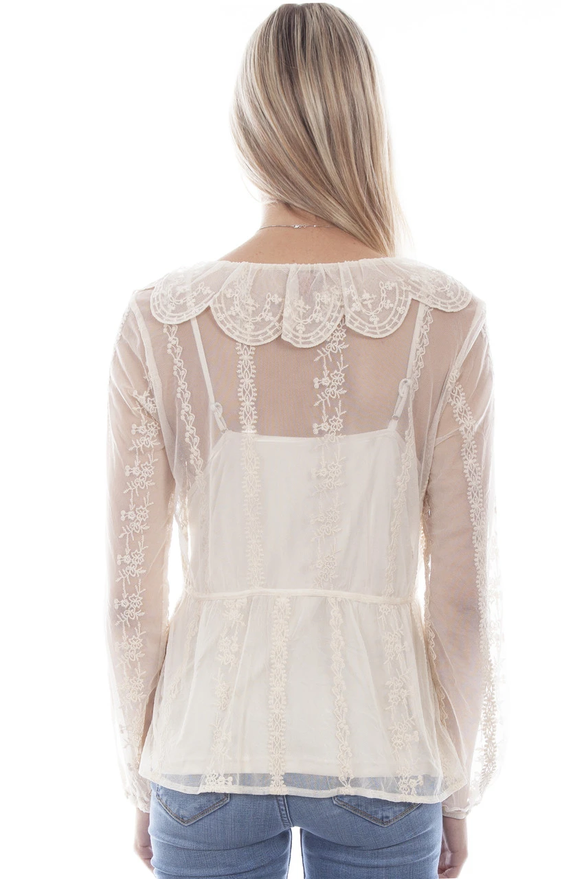 Honey Creek Embroidered Tie Front Blouse 2 Honey Creek Embroidered Tie Front Blouse - Image 2