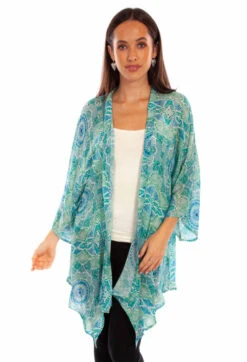 Honey Creek Aqua Print Kimono