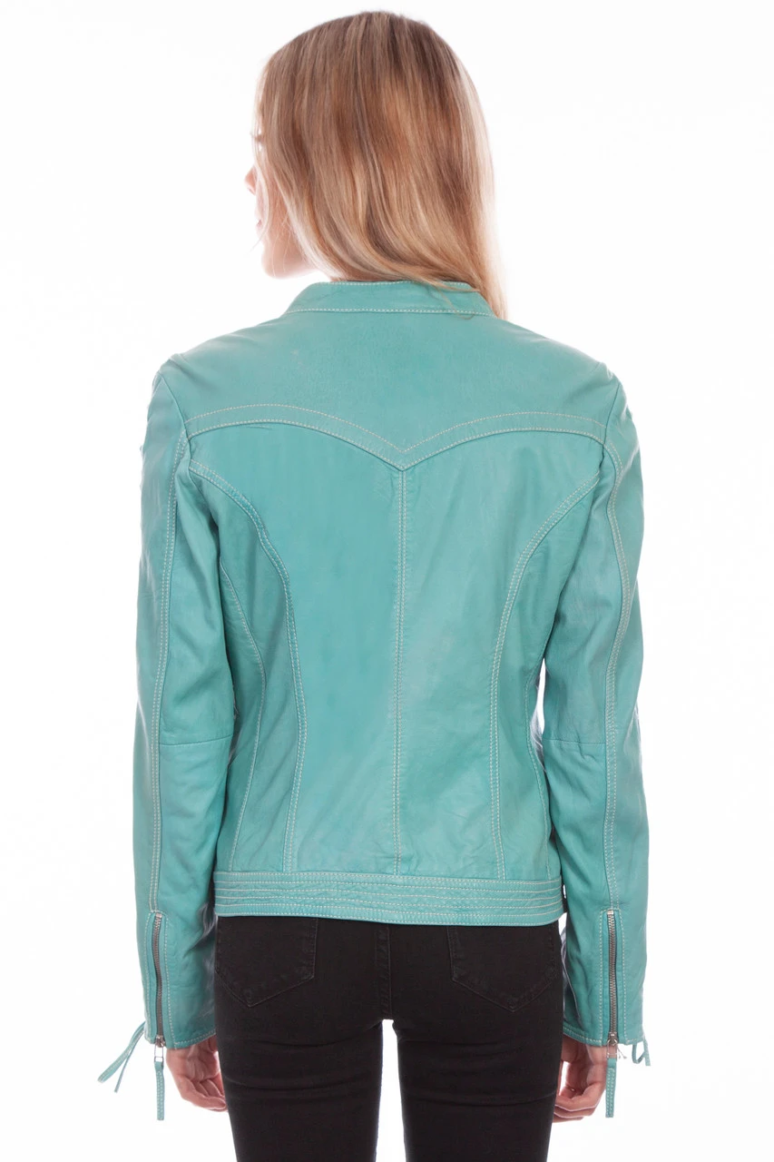 Scully Ladies Laced Sleeve Lamb Leather Jacket 4 Scully Ladies Laced Sleeve Lamb Leather Jacket - Image 4