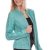 Scully Ladies Laced Sleeve Lamb Leather Jacket