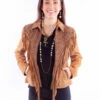 Scully Ladies Tan Lamb Suede Embroidered Jacket