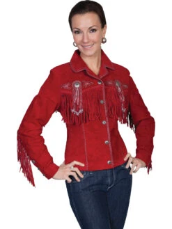 Scully Suede Leather Beaded Fringe Western Jacket -Boutique Western Clothing Store L152 27Red 90230.1684033502