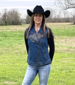 Milwaukee Leather MDL4030 Women's Denim Vest With Studded Spikes