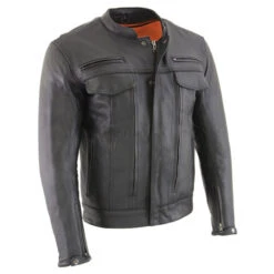 Milwaukee Leather MLM1506 Men's 'Cool-Tec' Black Leather Jacket W/Utility Pockets