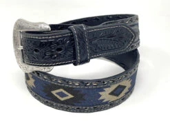 Nocona Grey Southwest Fabric Inlay Western Belt