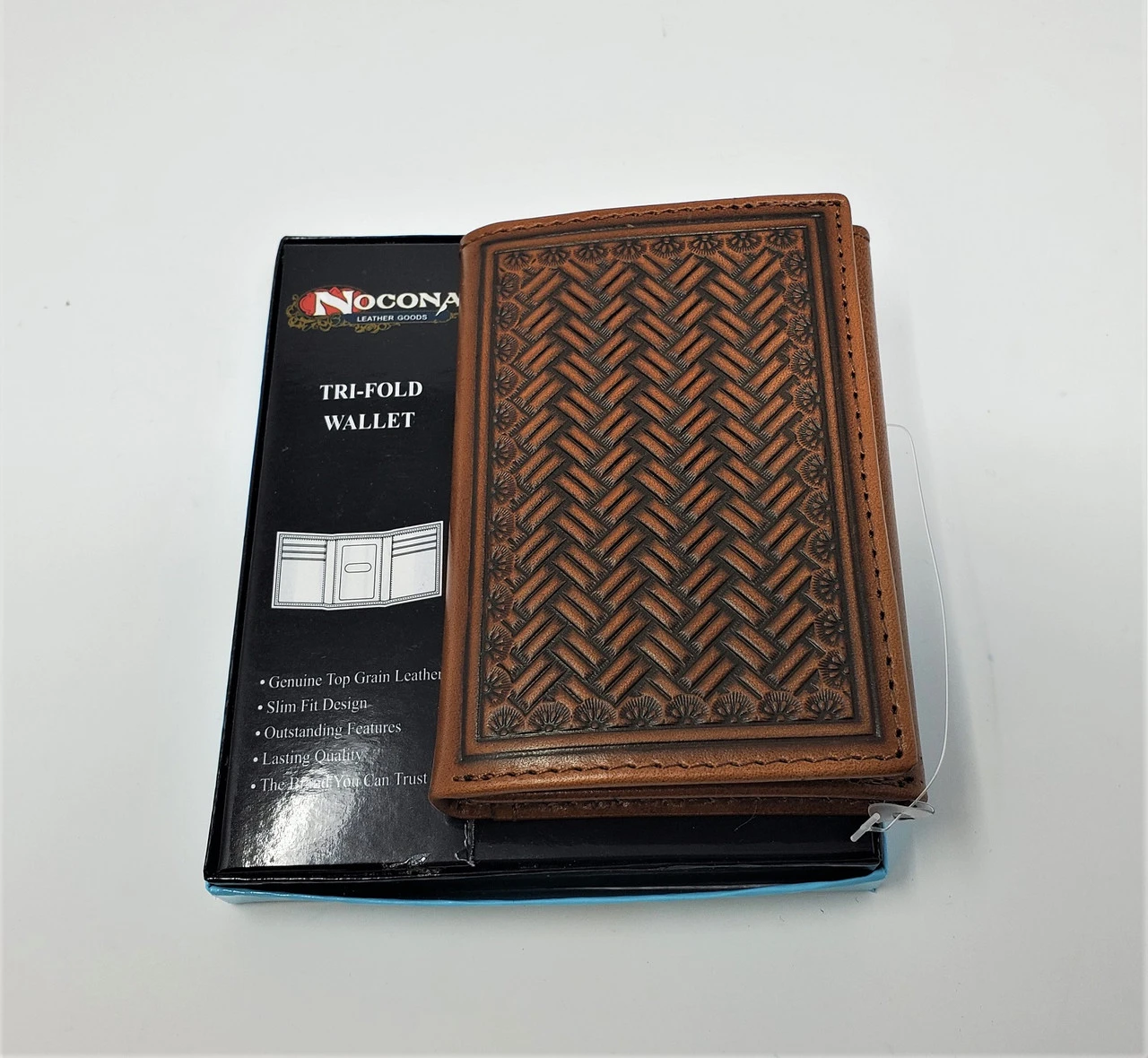 Nocona Tan Embossed Tri-Fold Wallet 1 Nocona Tan Embossed Tri-Fold Wallet