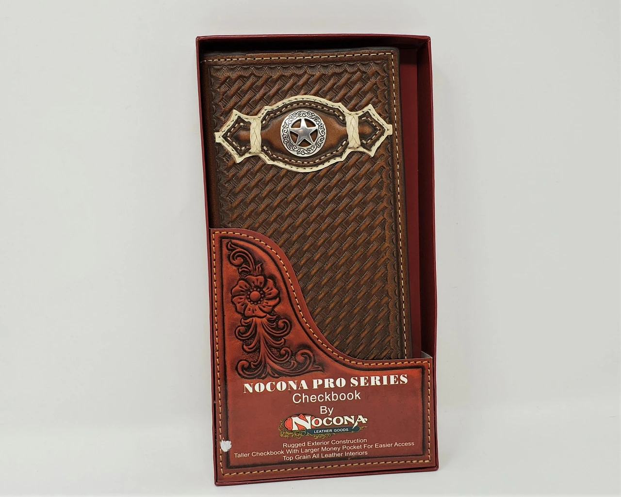 Nocona Leather Basketweave Star Rodeo Wallet/Checkbook 1 Nocona Leather Basketweave Star Rodeo Wallet/Checkbook