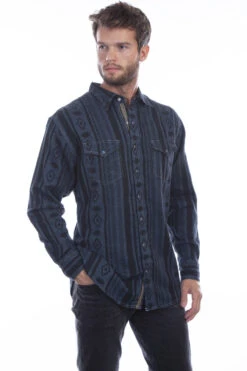 Scully Signature Diamond Stripe Cotton Western Shirt