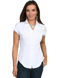 Cantina Capsleeve Peruvian Cotton Blouse -Boutique Western Clothing Store PSL 066 WHT 25200.1684080818