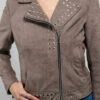 Whet Blu Sandy- Women's Grey Vegan Faux Leather Jacket