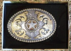 Nocona Berry Edge/Star Western Belt Buckle