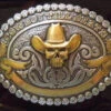 Crumrine Cowboy Till Death Skull Belt Buckle