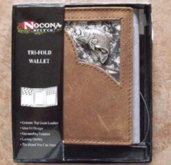 Nocona Leather Mossy Oak/Bass Tri-Fold Wallet