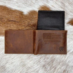 Ariat Men's Leather USA Flag Bifold Wallet -Boutique Western Clothing Store image eafefebb c88c 4765 ae2c 253e8a132200