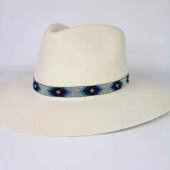 Western Beaded Hat Band - White/Blue -Boutique Western Clothing Store medium 1a3b6b9a 8c1a 4da8 aa12 e683702c3c01