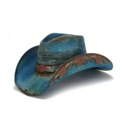 Boutique Western Clothing Store 19 Stampede Women's Blue Straw Cowboy Hat - The Blue Rose