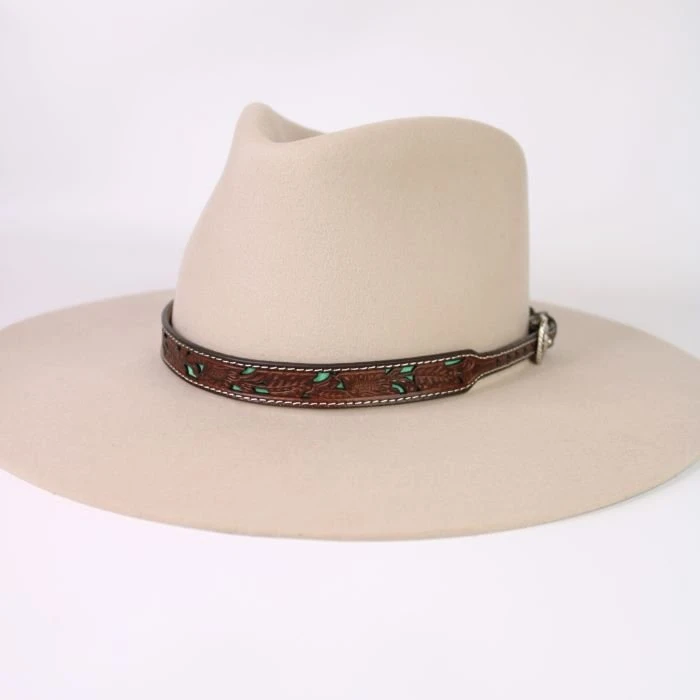 Twister Leather Floral Turquoise Underlay Hat Band 1 Twister Leather Floral Turquoise Underlay Hat Band