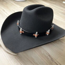 Black Leather Bullet Hat Band