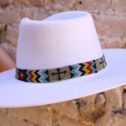 Twister Beaded Multicolor Cross Hat Band -Boutique Western Clothing Store medium b50888e9 897a 4b55 8337 c7f51a73efec
