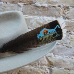 Hat Feather With Hand-Painted Bison